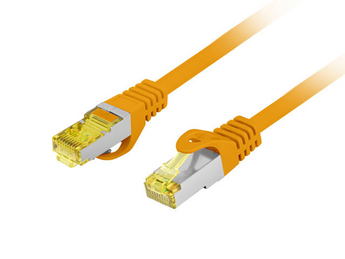 Cabo de rede 1.5m Cat. 6A S/FTP Lanberg (Laranja). 100% Cobre (CU), blindado e LSZH. Ideal para 10GbE (Fluke Passed). - PCF6A-10CU-0150-O