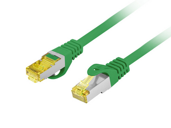 Patch Cord Lanberg Categoria 6A S/FTP (Blindado), 2m, 100% Cobre, LSZH. Desempenho certificado a 500 MHz (Fluke Passed) para 10 Gigabit Ethernet. Cor Verde. - PCF6A-10CU-0200-G