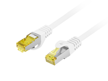 Cabo de rede 2m Cat. 6A S/FTP Lanberg (Branco). 100% Cobre (CU), blindado e LSZH. Ideal para 10GbE e PoE+ (Fluke Passed). - PCF6A-10CU-0200-W