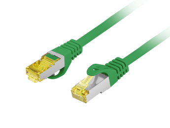 Cabo de rede Cat 6A de 3m (verde) da Lanberg. Cabo S/FTP com condutores 100% cobre (CU) e revestimento LSZH. Testado (Fluke) para performance 10GbE. - PCF6A-10CU-0300-G