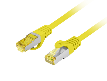 Cabo de rede Cat 6A de 3m (amarelo) da Lanberg. Cabo S/FTP com condutores 100% cobre (CU) e revestimento LSZH. Testado (Fluke) para performance 10GbE. - PCF6A-10CU-0300-Y