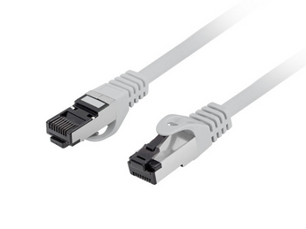 Cabo de rede Lanberg Cat. 8.1 de 25cm. 100% Cobre (CU), S/FTP e LSZH. Ideal para 25GbE/40GbE (2000 MHz) em bastidores. - PCF8-10CU-0025-S