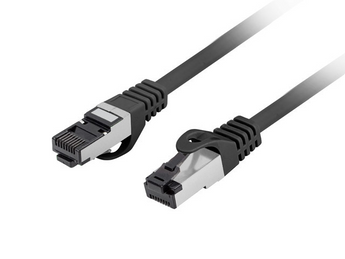Cabo de rede Lanberg Cat. 8.1 de 50cm (Preto). 100% Cobre (CU), S/FTP e LSZH. Ideal para 25GbE/40GbE (2000 MHz) em bastidores. - PCF8-10CU-0050-BK