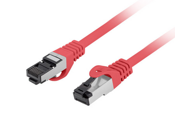 Cabo de rede Lanberg Cat. 8.1 de 50cm (Vermelho). 100% Cobre (CU), S/FTP e LSZH. Ideal para 25GbE/40GbE (2000 MHz) e identificação de redes. - PCF8-10CU-0050-R