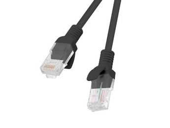 Cabo de rede (patch cord) CAT 6 Lanberg PCU6-10CC-0200-BK. Cabo U/UTP (não blindado) de 2m (Preto), condutor CCA (Cobreado) e revestimento PVC. - PCU6-10CC-0200-BK