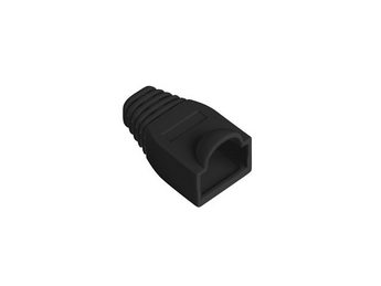 Pack de 100 Capas de proteção (Boots) para fichas RJ45 Lanberg PLB-1000-BK. Cor Preta. Protege a patilha de bloqueio e alivia a tensão do cabo. PVC flexível. - PLB-1000-BK