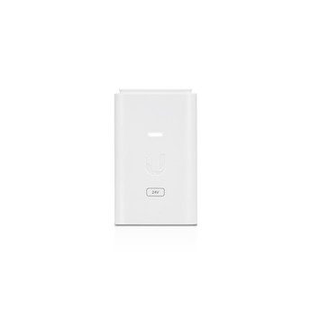 Ubiquiti POE-24-24W-WH. Adaptador PoE Passivo 24V 1A (24W). Velocidade 10/100 Mbps. Com proteção de aterramento e blindagem. Cor Branca. Ideal para airMAX. - POE-24-24W-WH