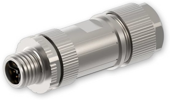 Teltonika PR40118K. Conector M12 Macho de 8 pinos (X-Coded). Ideal para cabos Ethernet Gigabit industriais. Corpo em zinco fundido (blindado). Proteção IP67. - PR40118K