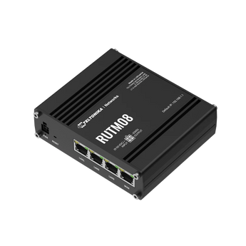 Teltonika RUTM08. Router Industrial com 4 portas Gigabit. Sem Wireless/4G para segurança máxima. Suporta VPN, Modbus, MQTT, DNP3. RutOS. Caixa de alumínio. - RUTM08000000