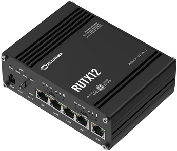 Router industrial Teltonika RUTX12. Dual LTE Cat 6 (2 modems simultâneos) para velocidade e redundância. Wi-Fi 5, 5x Portas Gigabit, GPS e Bluetooth. - RUTX12200000