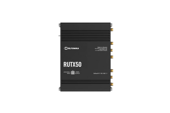 Router industrial 5G/LTE (Cat 20) Teltonika RUTX50. Dual-SIM (eSIM), 5x GbE, Wi-Fi 5 (Wave 2) e GNSS. Caixa em alumínio (-40°C a 75°C). RutOS c/ VPN e IoT. - RUTX50000000