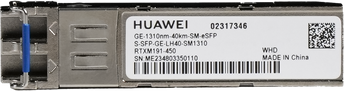Módulo ótico Huawei eKit S-SFP-GE-LH40-SM1310. eSFP 1GBASE-EX (Single-Mode) para 40km (1310nm). Conector LC. PN 02317346. - S-SFP-GE-LH40-SM1310