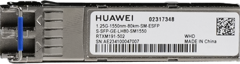Módulo ótico Huawei eKit S-SFP-GE-LH80-SM1550. eSFP 1GBASE-ZX (Single-Mode) para 80km (1550nm). Conector LC. PN 02317348. - S-SFP-GE-LH80-SM1550
