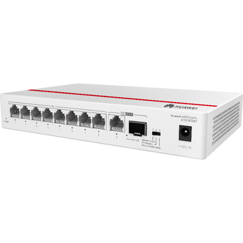 Switch de Acesso Huawei S110-8T2ST com 8 portas Gigabit Ethernet de dados, 1 porta GE SFP e 1 porta GE RJ45 de uplink. Design silencioso e compacto. - S110-8T2ST