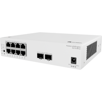 Huawei eKitEngine S210-8P2J. Switch de secretária com 8 portas Gigabit PoE+ (128W) e 2 portas Uplink 2.5G SFP. Design metálico, silencioso (fanless) e com proteção contra surtos. - S210-8P2J