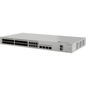 24 portas GE SFP (8 combo RJ45), 4 uplinks 10G SFP+. Capacidade 128 Gbit/s e iStack. Ideal para agregação. - S310-24ST4X