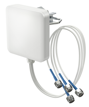 Antena setorial MIMO 4x4 de 120° da QuWireless. A QuSector 7V-120-4 é tri-band (2.4/5/7GHz), suporta Wi-Fi 6E e possui uma caixa para exterior IP67. - S7V.120.4NM