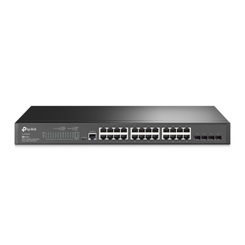 TP-Link Omada TL-SG3428. Switch Gerido L2+. 24 Portas Gigabit RJ45 + 4 Slots SFP. Design Fanless (Silencioso). Roteamento Estático, VLAN, ACL. Gestão Centralizada Cloud. - SG3428
