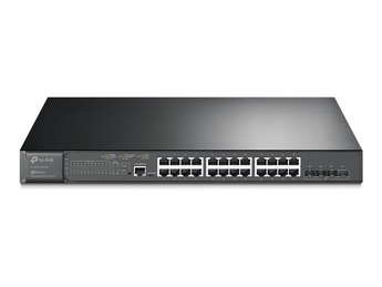 TP-Link Omada SG3428XMP. Switch Gerido L2+. 24 Portas Gigabit PoE+ (384W Total). 4 Slots SFP+ 10 Gbps para Uplink. Roteamento Estático. Gestão Centralizada Omada SDN. - SG3428XMP