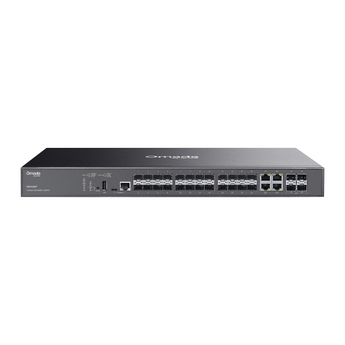 TP-Link Omada SG5428XF. Switch de Agregação L3 Gerido. 20 Portas SFP + 4 Combo + 4 Slots SFP+ 10G. Fontes de Alimentação Duplas Redundantes. Empilhamento Físico. Roteamento OSPF/RIP. - SG5428XF