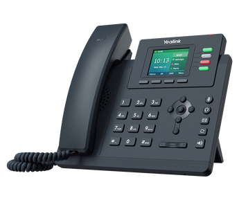Telefone IP de secretária da Yealink com ecrã a cores de 2.4". O SIP-T33G oferece 4 contas SIP, voz HD, 2 portas Gigabit e a tecnologia Smart Noise Filtering. - SIP-T33G