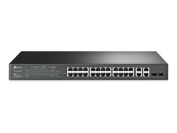 TP-Link Omada TL-SL2428P. Switch 24 Portas 10/100 Mbps PoE+ (250W). 2x Uplinks Gigabit RJ45 + 2x Combo SFP. Ideal para CCTV e VoIP. Routing Estático. Gestão Omada SDN. - SL2428P