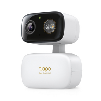 TP-Link Tapo C236. Câmara rotativa 360° com resistência IP65 (Interior/Exterior). Resolução 2K 3MP. Deteção AI de Pessoas/Animais/Choro de Bebé. Visão Noturna a Cores. - TAPO C236