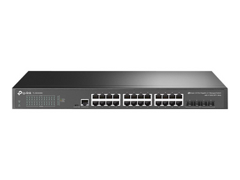 TP-Link Omada TL-SG3428X. Switch Gerido L2+. 24 Portas Gigabit RJ45 + 4 Slots SFP+ 10 Gbps. Design Fanless (Silencioso). Roteamento Estático, VLAN. Gestão Centralizada Omada Cloud. - TL-SG3428X