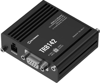Gateway IoT Teltonika TRB142. Conectividade 4G LTE Cat 1 fiável com interface serial RS232 integrada. Ideal para automação. Suporta Modbus, MQTT, VPNs e RutOS. - TRB142003000