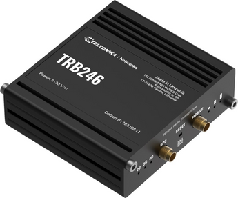 Gateway IoT Teltonika TRB246. 4G LTE, Dual-SIM, RS232, RS485 e I/Os. Suporta Modbus, DNP3, DLMS e GNSS. Ideal para automação industrial. - TRB246000600