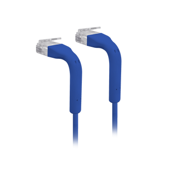 Cabo de rede ultra-fino de 5m (azul) da Ubiquiti. A sua capa de proteção RJ45 flexível e dobrável é ideal para instalações em espaços apertados. Suporta Gigabit e PoE+++. - U-CABLE-PATCH-5M-RJ45-BL