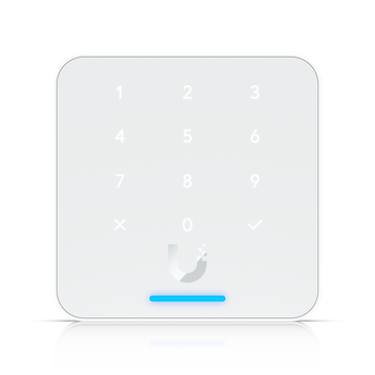 Leitor de acessos de 3ª geração da Ubiquiti em branco. O UniFi G3 Flex oferece acesso por NFC, PIN, App e Wallet. Resistente a intempéries (IP55). - UA-G3-FLEX-W