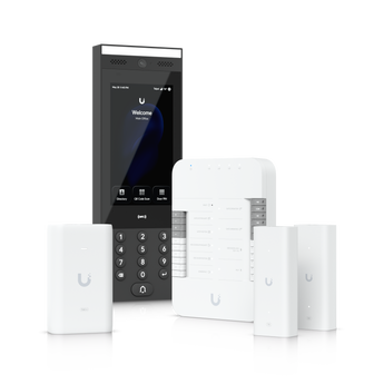 Kit de iniciação "tudo-em-um" para o controlo de um portão. Inclui o Gate Hub, um G3 Intercom, adaptador PoE++ e extensores para reutilizar cablagem existente. - UA-G3-SK-GATE