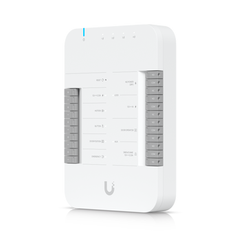Hub de Porta Ubiquiti UniFi Access (UA-HUB-DOOR). Controlador centralizado para 1 porta. Saídas PoE para leitores e câmaras. Relés para fechaduras 12V/Seco. PoE++. - UA-HUB-DOOR