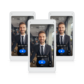 Pack de 3 monitores de intercomunicador Ubiquiti (UA-Intercom-Viewer). Display tátil de 5" para triagem de visitantes e desbloqueio remoto. Alimentação PoE. - UA-INTERCOM-VIEWER-3