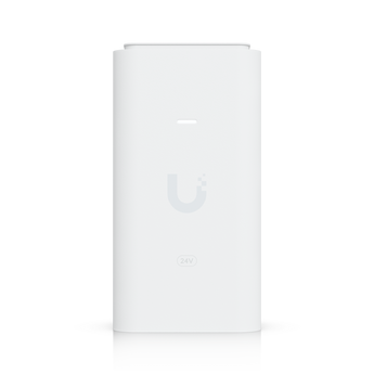 Injetor PoE Ubiquiti (UACC-ADAPTER-POE-24-12W). 24V 0.5A (12W). Velocidade 2.5 Gbps (RJ45). Proteção contra surtos e ESD. Ideal para UFiber e Wave. - UACC-ADAPTER-POE-24-12W