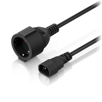 Cabo adaptador Ubiquiti (UACC-Cable-C14-SK-F). Converte saída IEC C14 para Tomada Tipo F (Schuko). Comprimento 30.5cm. Ideal para ligar dispositivos à UniFi UPS. - UACC-CABLE-C14-SK-F