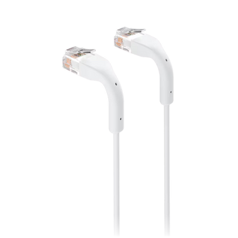 Pack de 24 cabos patch Ubiquiti brancos de 40 cm, ultrafinos de 2,5 mm, até 10 GbE e PoE+++, com conectores RJ45 flexíveis. Para interiores.