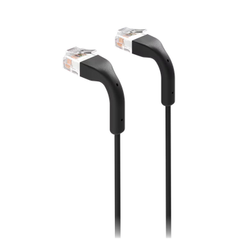 Pack de 10 cabos patch Ubiquiti pretos de 2 m, ultrafinos de 2,5 mm, até 10 GbE e PoE+++, com conectores RJ45 flexíveis. Para interiores.