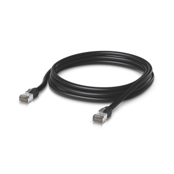Cabo de rede de 3m (preto) da Ubiquiti para exterior. Com revestimento resistente a intempéries e UV, e blindagem superior S/FTP para proteção máxima. - UACC-CABLE-PATCH-OUTDOOR-3M-BK
