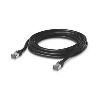 Cabo de rede de 5m (preto) da Ubiquiti para exterior. Com revestimento resistente a intempéries e UV, e blindagem superior S/FTP para proteção máxima. - UACC-CABLE-PATCH-OUTDOOR-5M-BK