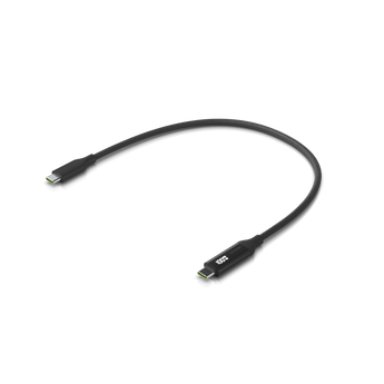 Cabo USB-C Ubiquiti (0.3m) com medidor de potência integrado. Suporta 100W (PD) e 480 Mbps. Design trançado (braided) para máxima durabilidade. - UACC-CABLE-USB-100W-0.3M-BK