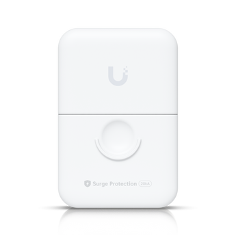 Protetor de surtos Ethernet da Ubiquiti para redes 10GbE e PoE. O UACC-ETH-SP-PRO oferece proteção de 20kA e é resistente a intempéries (IPX5), ideal para exterior. - UACC-ETH-SP-PRO