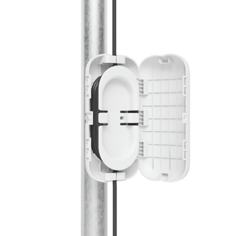 Caixa para exterior da Ubiquiti para uma instalação de fibra ótica limpa e segura. O UACC-Fiber-SR-Kit organiza o cabo e oferece alívio de tensão. - UACC-FIBER-SR-KIT