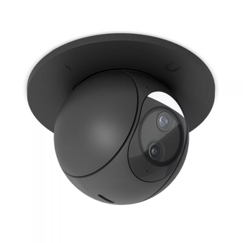 Suporte de embutir no teto (In-Ceiling Mount) Ubiquiti para a câmara UniFi G6 PTZ. Construção em policarbonato, acabamento preto e resistente a intempéries.