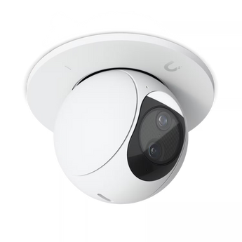 Suporte de embutir no teto (In-Ceiling Mount) Ubiquiti para a câmara UniFi G6 PTZ. Construção em policarbonato, acabamento branco e resistente a intempéries.