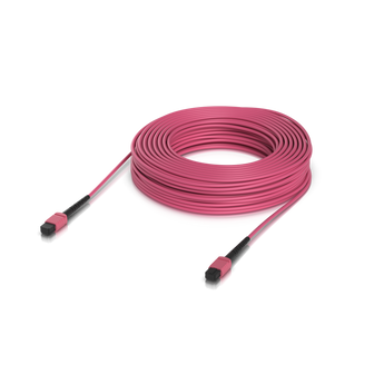 Patch cord de fibra ótica de 30m da Ubiquiti com conectores MPO-12. Fibra Multi-Modo OM4 de 12 vias, ideal para ligações de 100Gbps em data centers. - UACC-OFC-MA-MPMP-30M