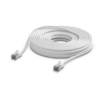 Cabo de rede para exterior de 15m da Ubiquiti. Categoria 6A para 10Gbps, blindado (F/UTP) e com revestimento TPE resistente a UV. Design ultra-fino. - UACC-PATCH-OUTDOOR-C6A-15M-W