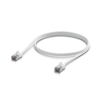 Cabo de rede para exterior de 1m da Ubiquiti. Categoria 6A para 10Gbps, blindado (F/UTP) e com revestimento TPE resistente a UV. Design ultra-fino. - UACC-PATCH-OUTDOOR-C6A-2M-W