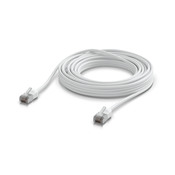 Cabo de rede para exterior de 8m da Ubiquiti. Categoria 6A para 10Gbps, blindado (F/UTP) e com revestimento TPE resistente a UV. Design ultra-fino. - UACC-PATCH-OUTDOOR-C6A-8M-W